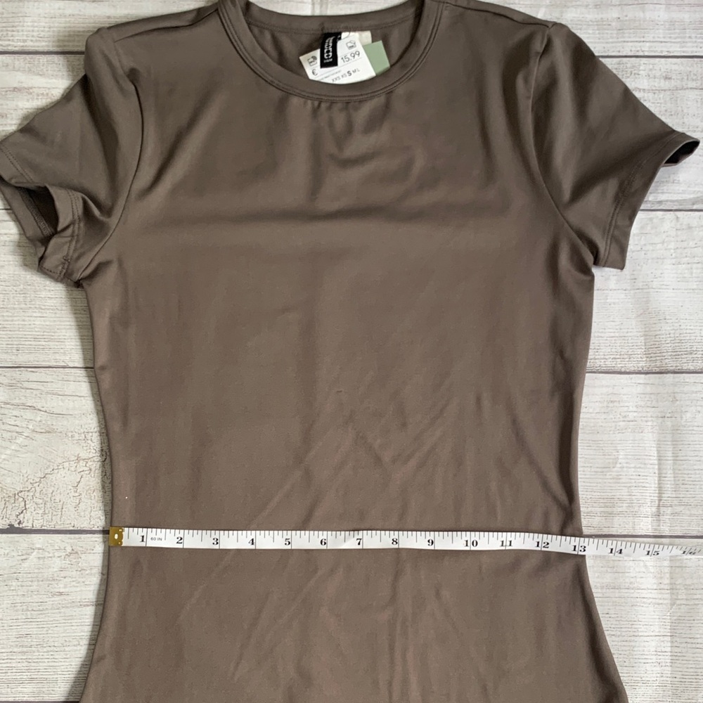 H&M Taupe Brown Short Sleeve T-Shirt Dress NWT - Picture 6 of 8